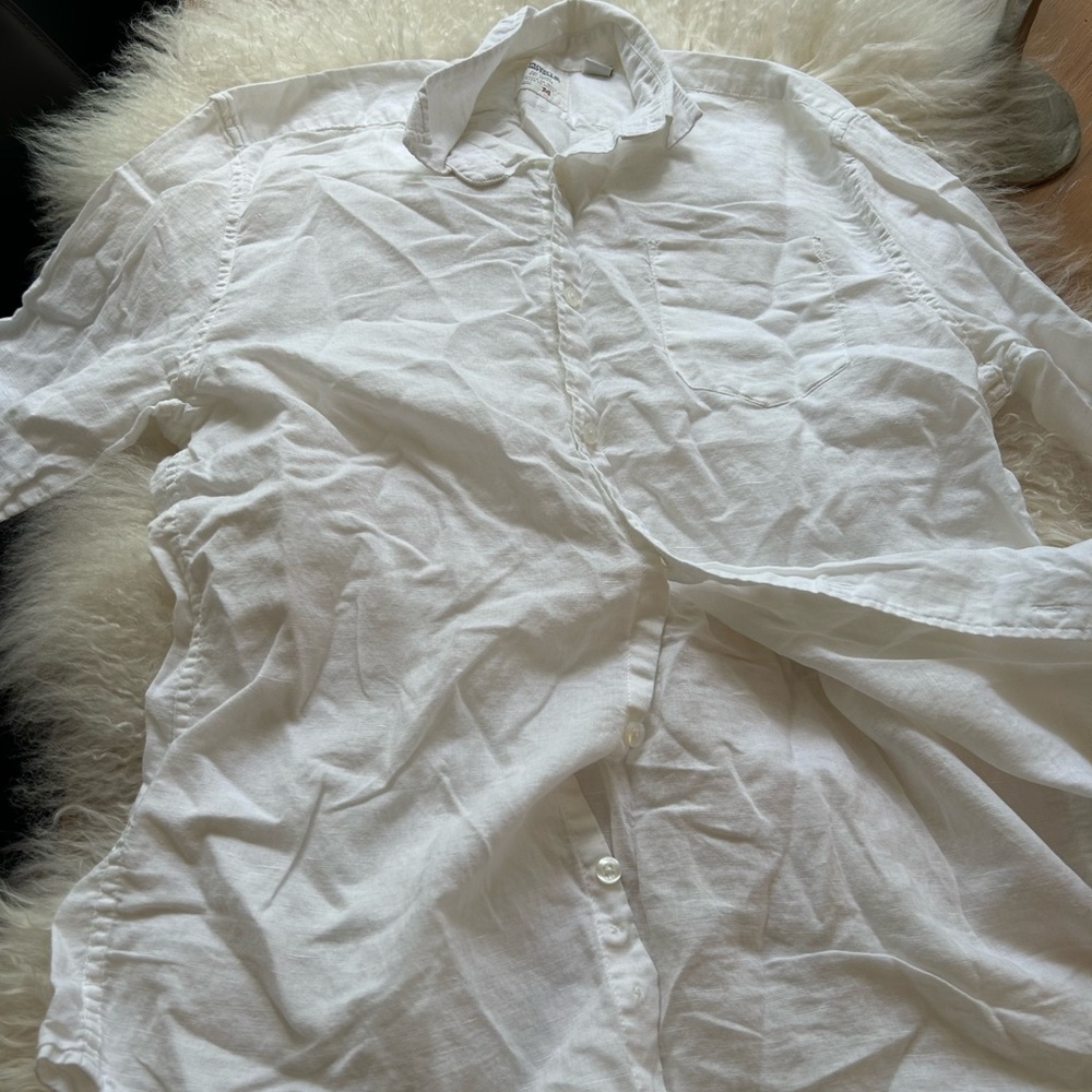 GC 7/10 men’s PRIVATE MEMBER Classic linen White Button-Up Shirt in SZ M!!